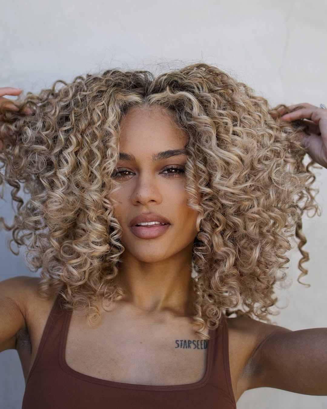 Golden Spirals with Soft Shoulder Length Curls