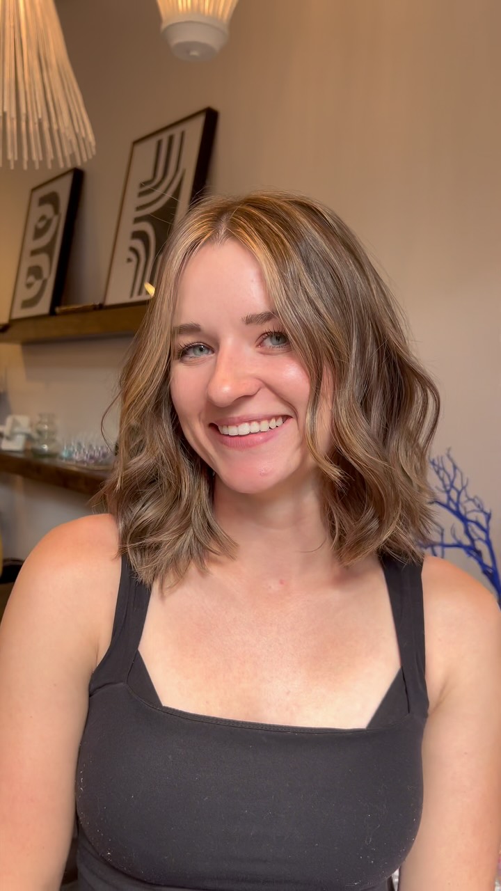 Light Blonde Wavy Bob with Natural Roots