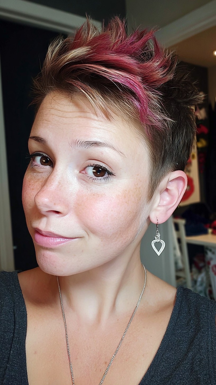 Playful Pink-Tipped Textured Pixie
