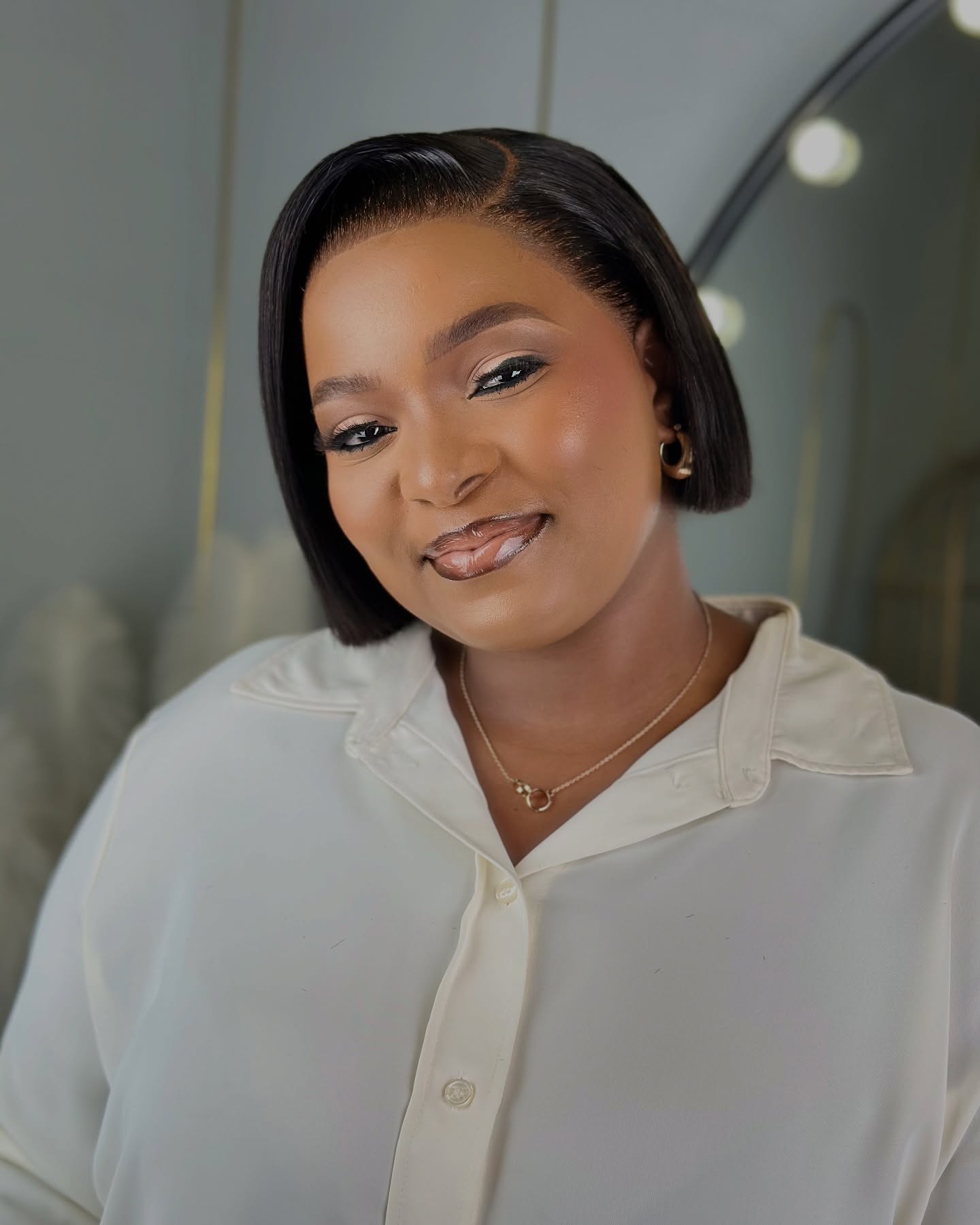 Sharp Ebony Bob with Sculpted Edges