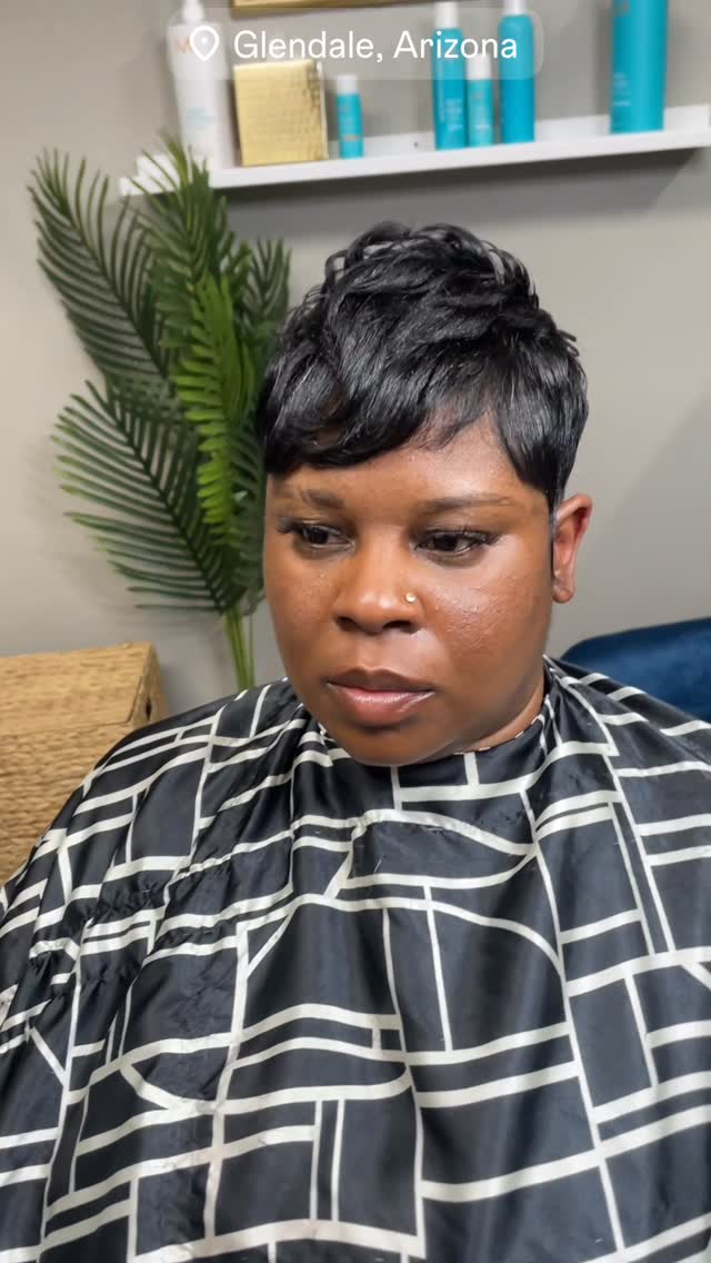 Sleek Black Pixie with Textured Waves