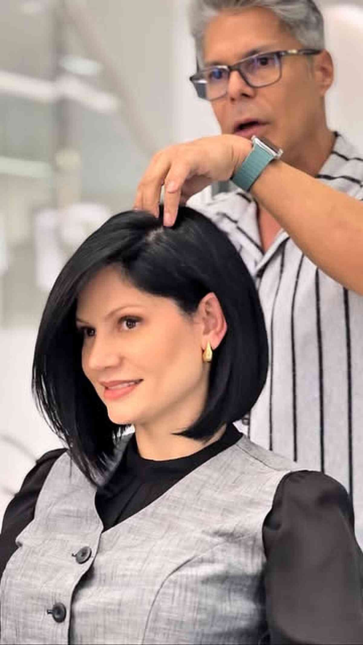 Sleek Blunt Bob with Side Part