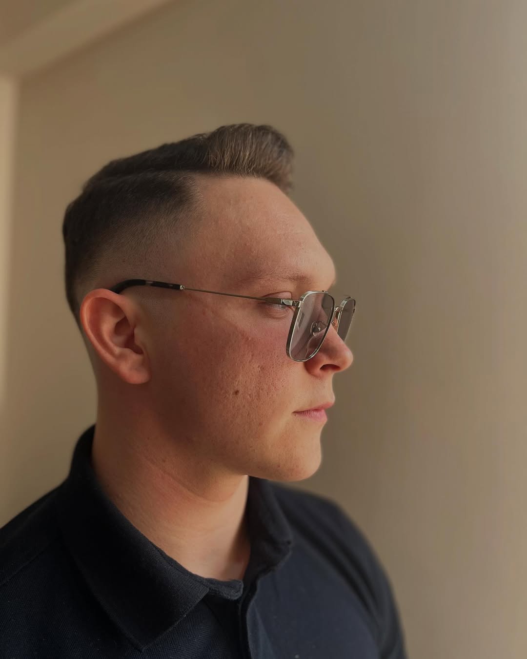 Slicked-Back Fade with Clean Lines