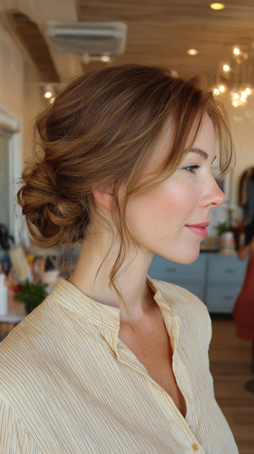 Soft Cinnamon Twist-Updo with Wispy Strands