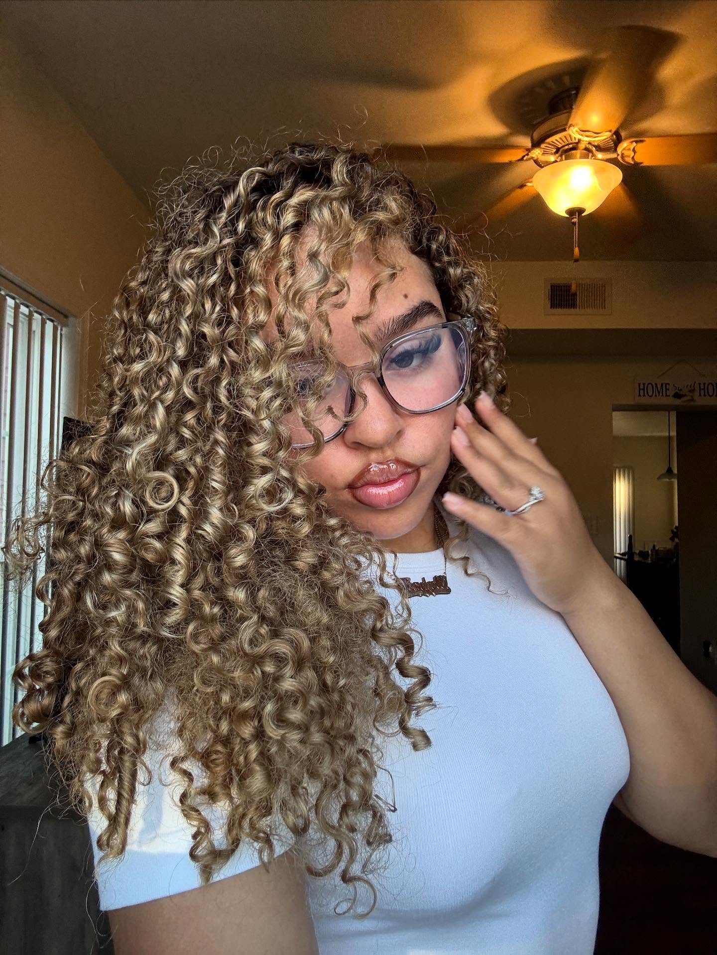 Soft Golden Ombré Spiral Curls