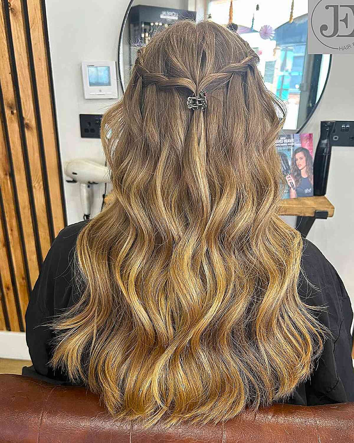 Stylish Half-Up Twisted Waves for Long Hair