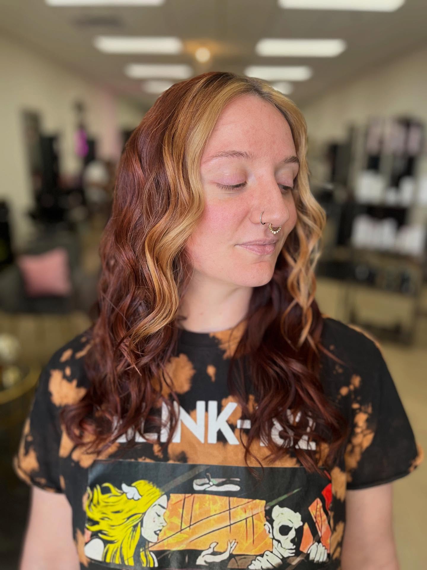 Sunkissed Auburn Curls with Dimensional Layers
