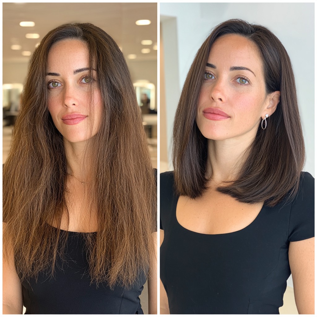 Transformative Sleek Layered Shoulder-Length Cut