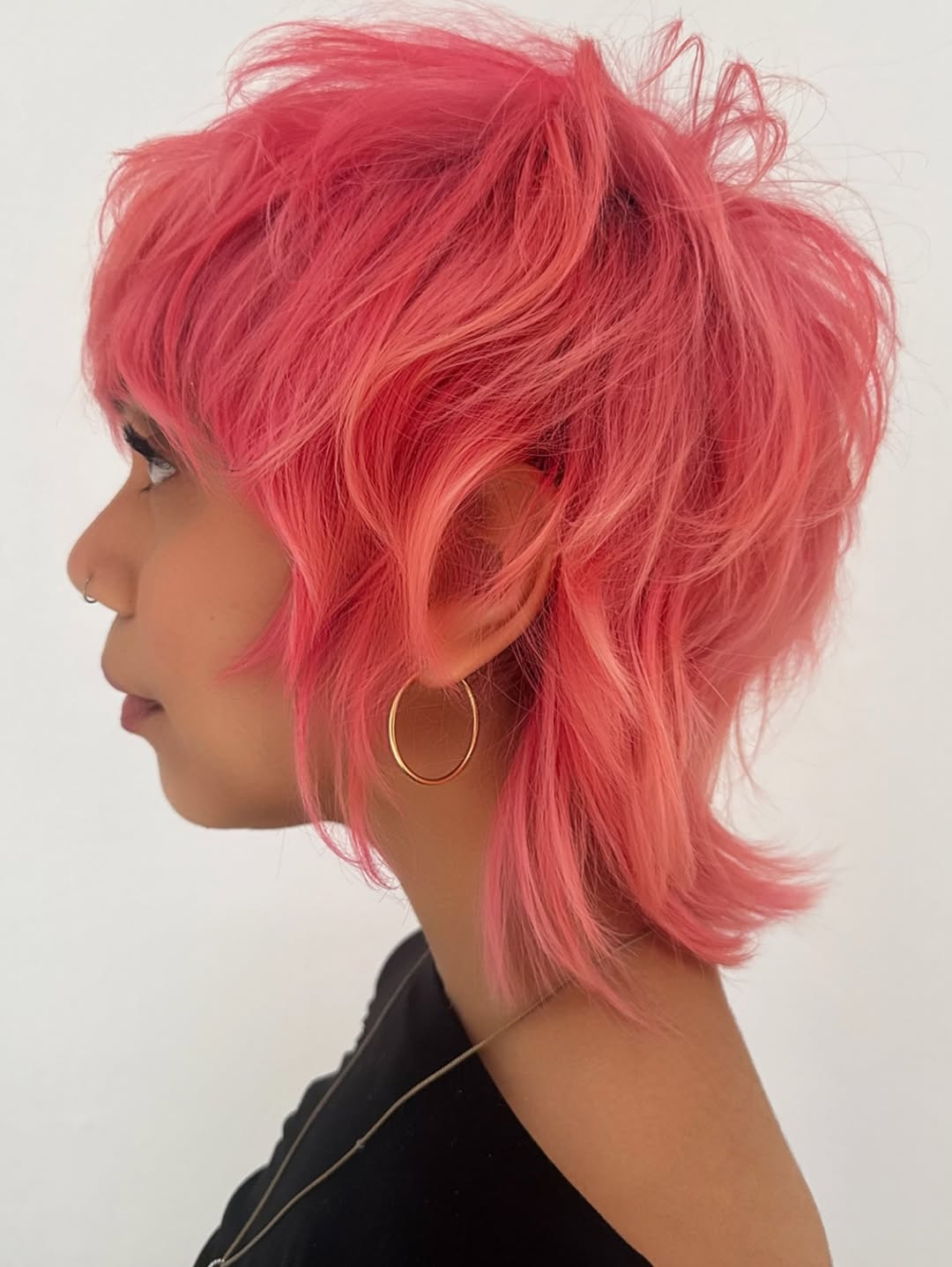 Vibrant Pink Textured Bob with Subtle Waves