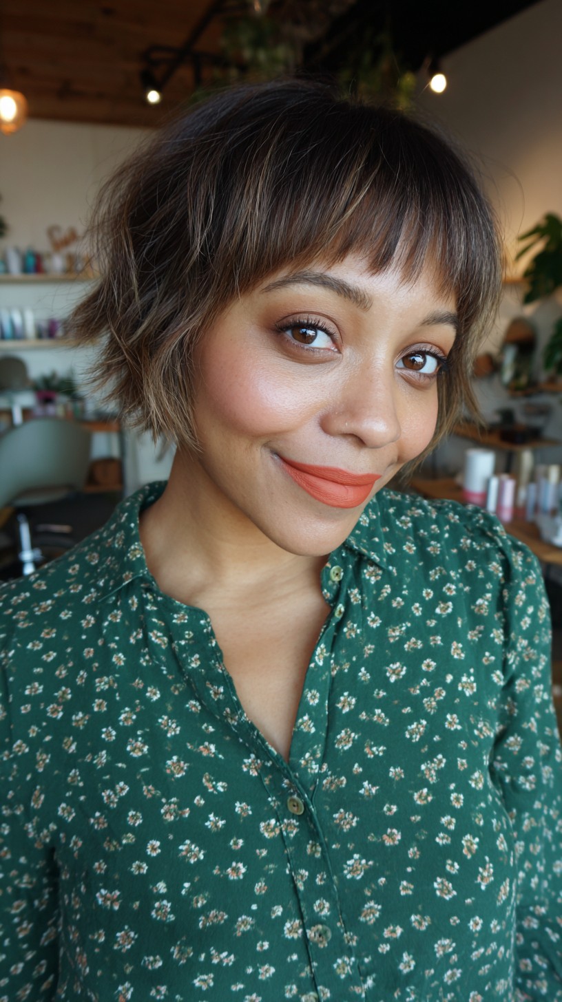 Breezy Chestnut Shag with Soft Bangs