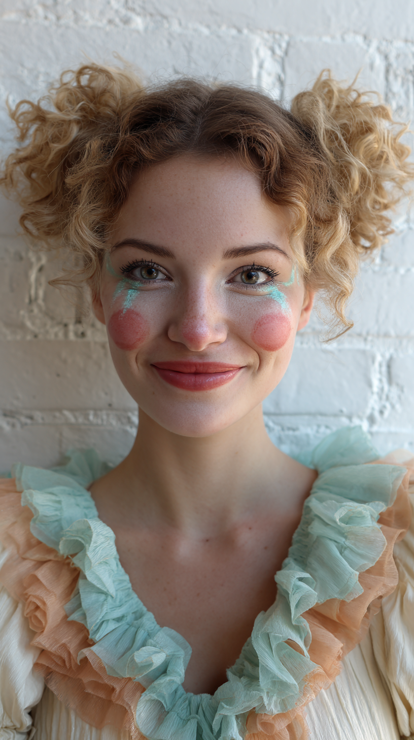 Charming Curly Half-Up Hairstyle with Playful Volume