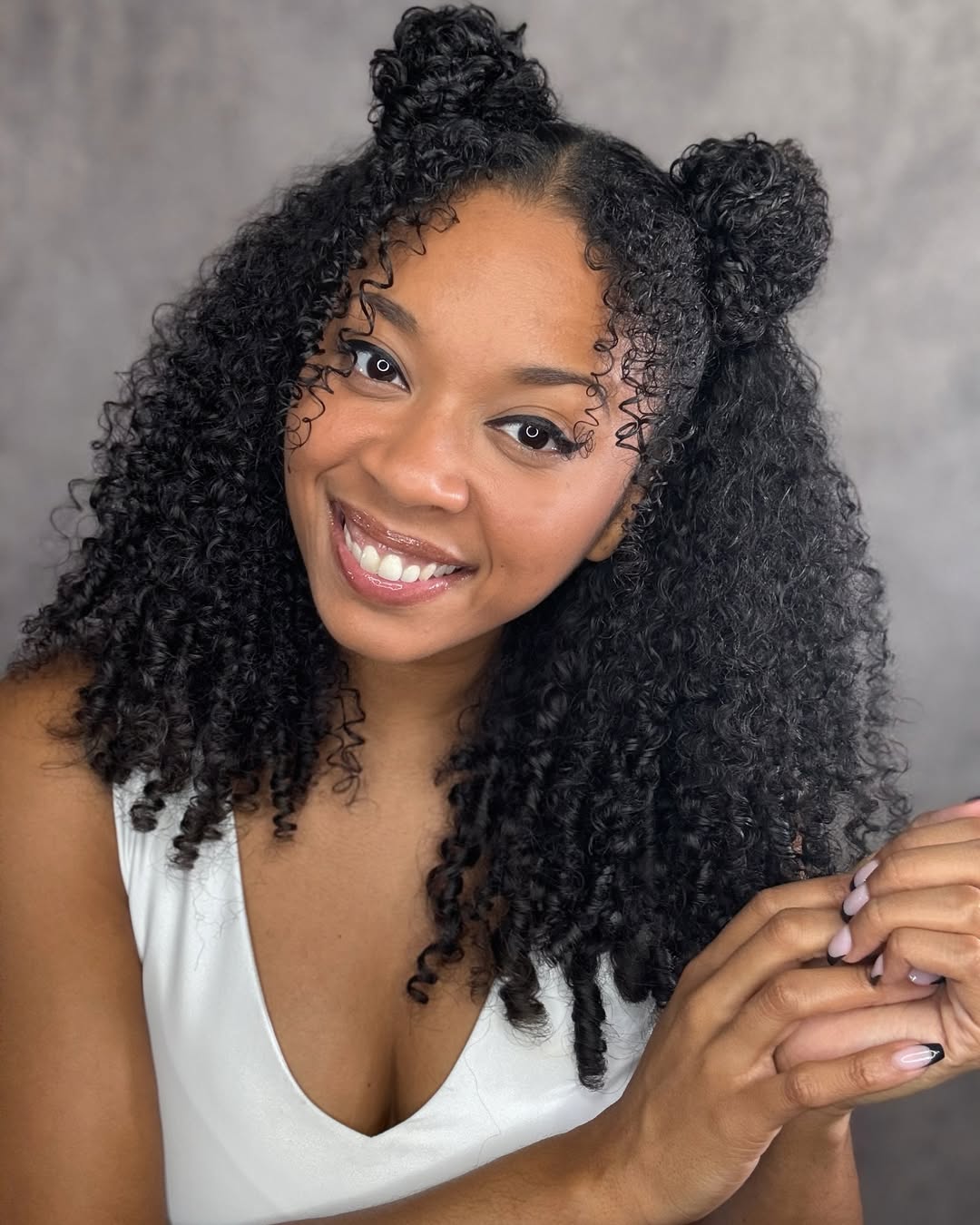 Charming Dual-Top-Knots-on-Natural-Curls