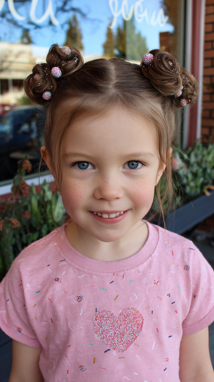 Charming Glittery Swirled Buns with Colorful Accents