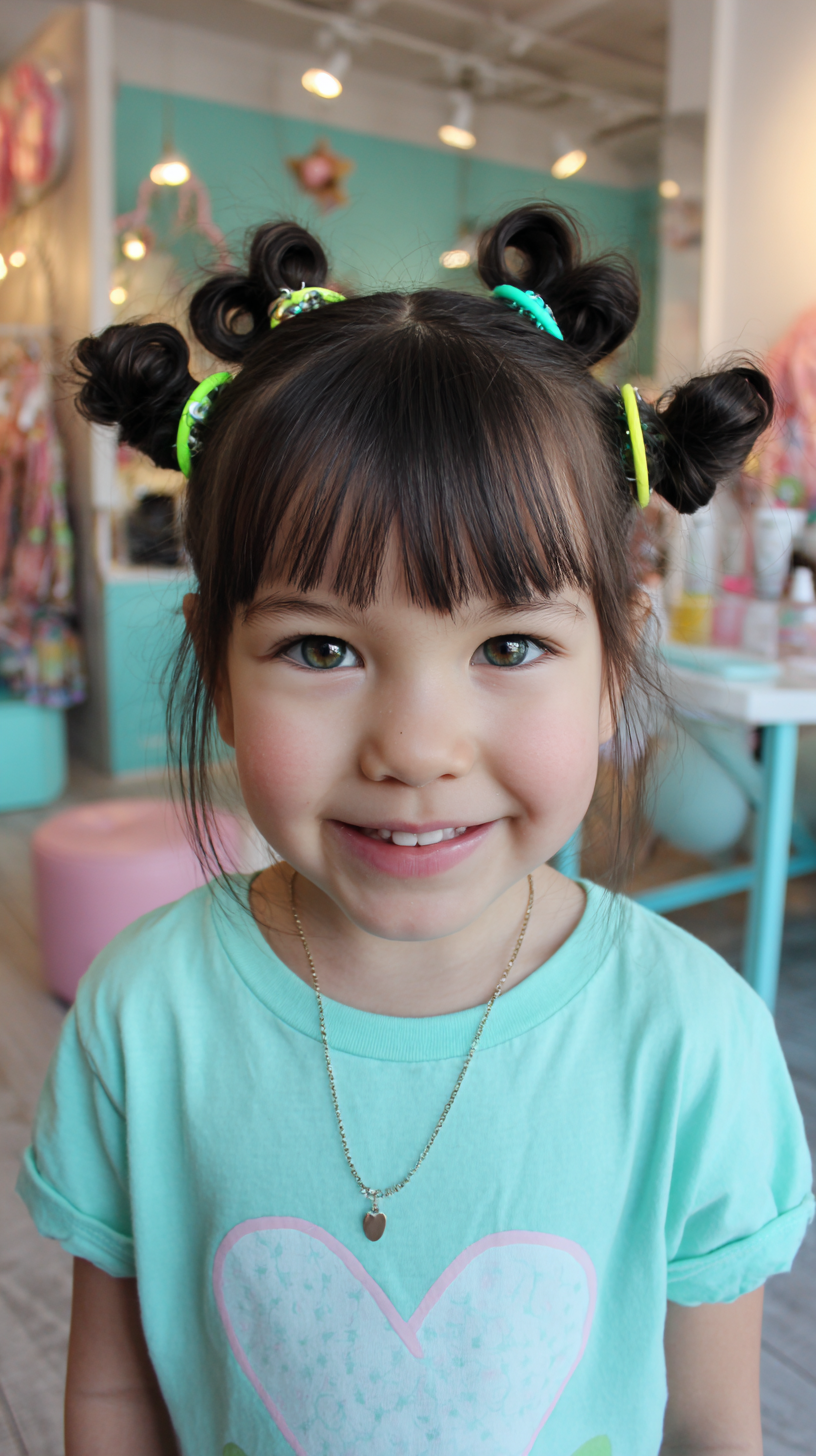 Charming Playful Space Buns with Colorful Accessories