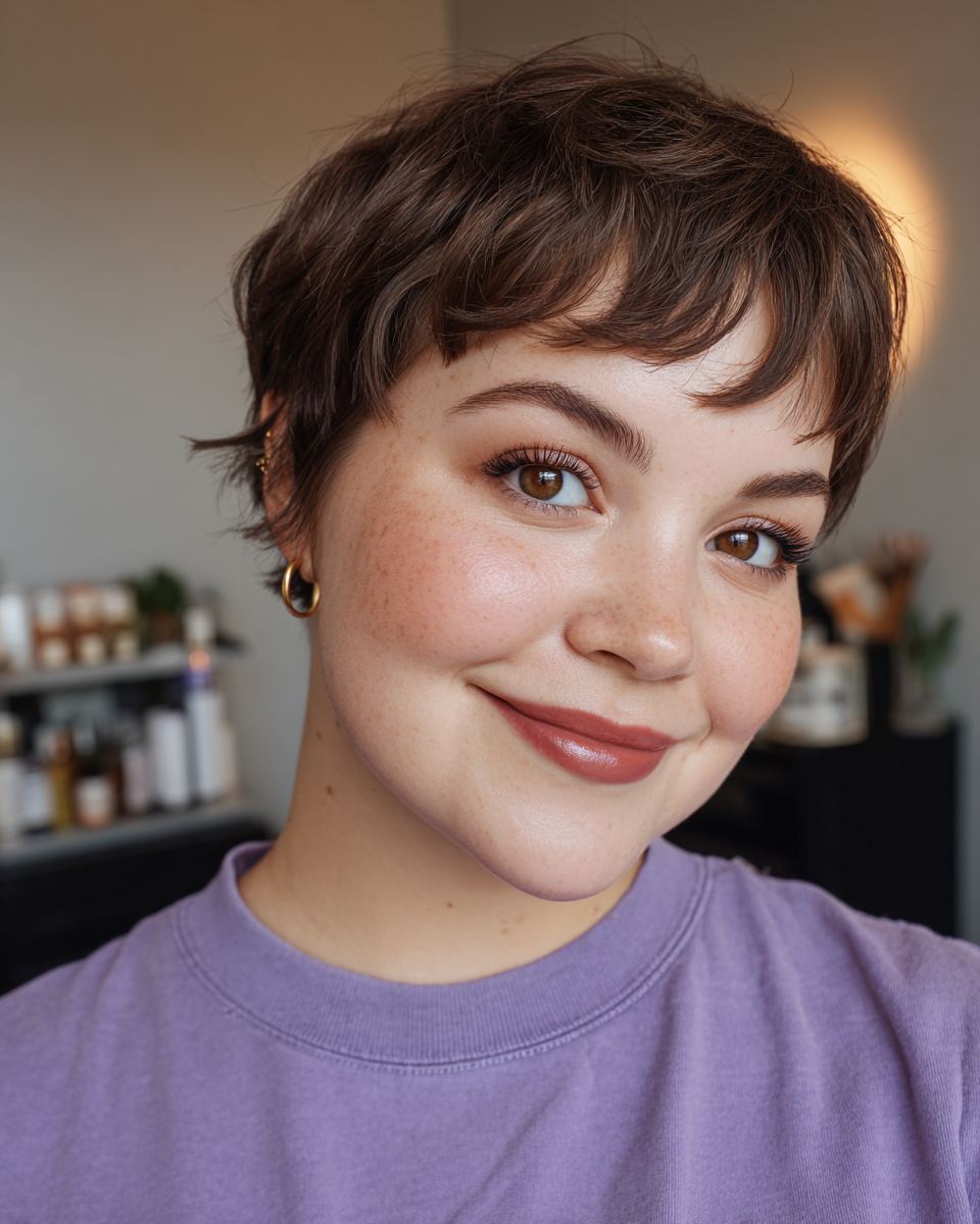 Charming Textured Short Crop with Playful Bangs