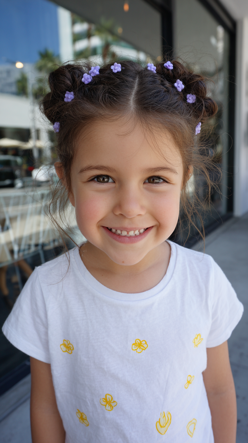 Charming Twisted Buns with Floral Accents