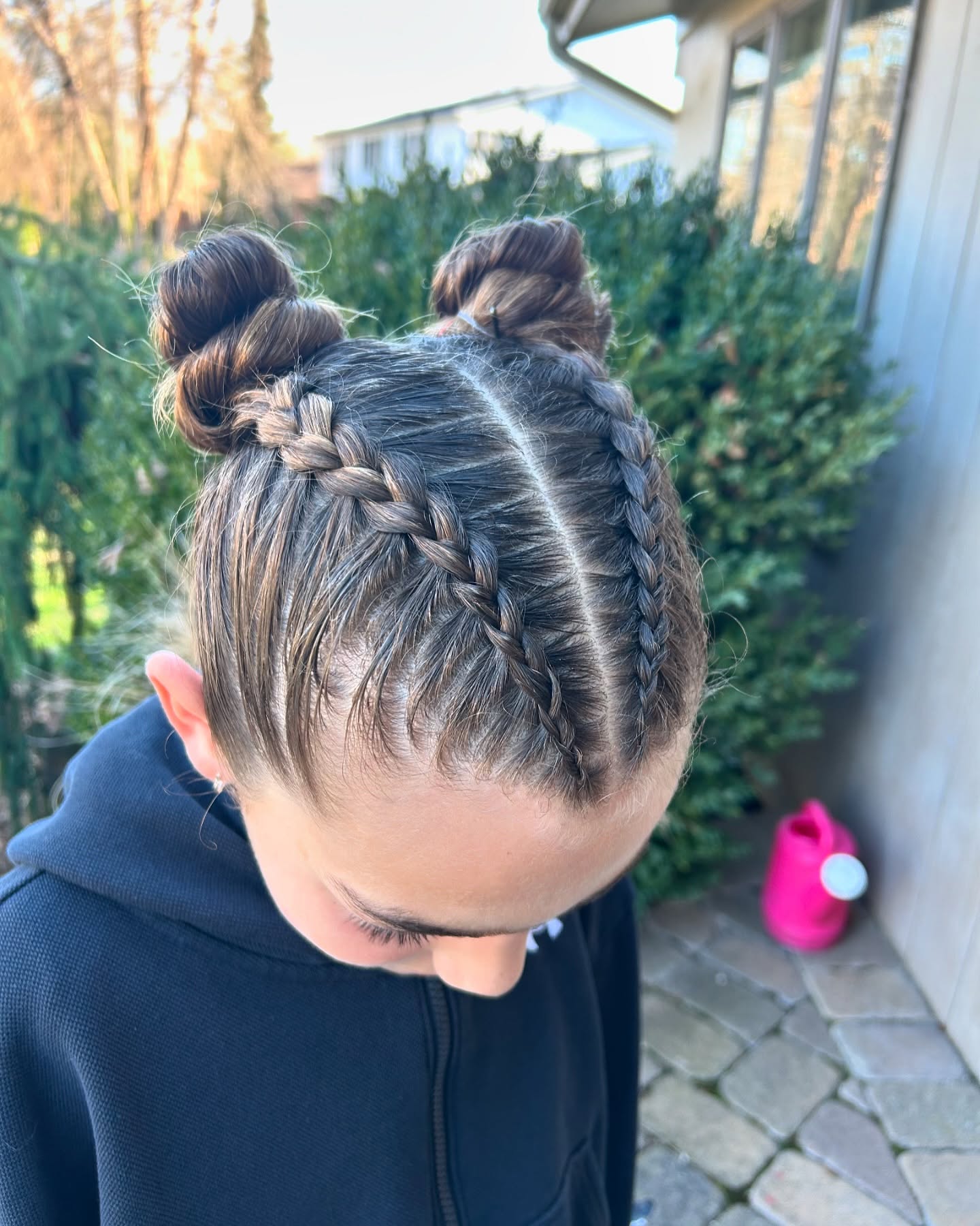 Chic Braided Double Buns for Game Day