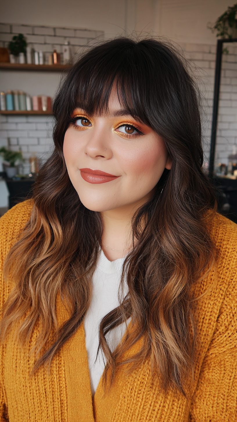 Chic Long Layered Waves with Soft Face-Framing Bangs