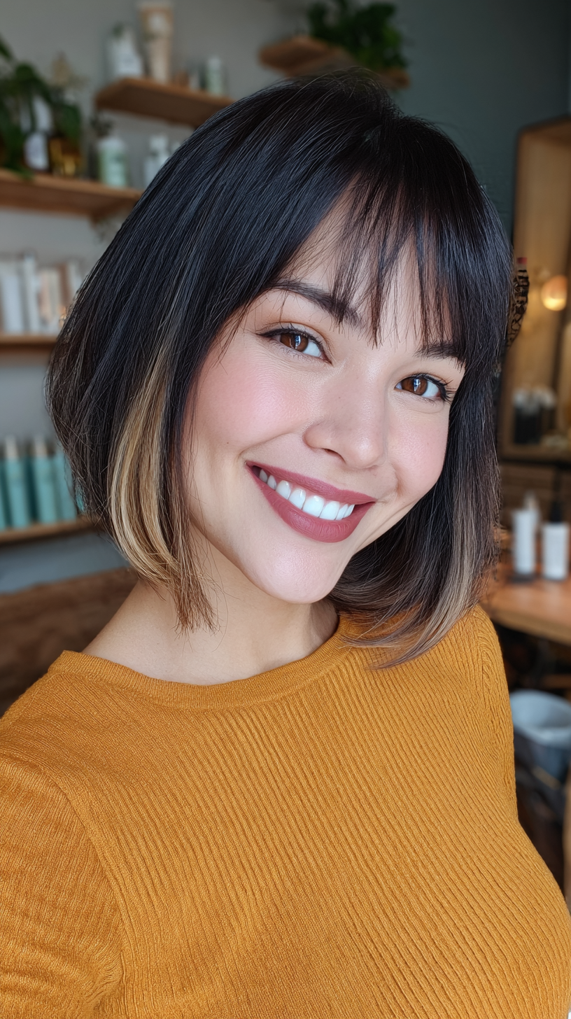 Chic Ombre Bob with Soft Bangs