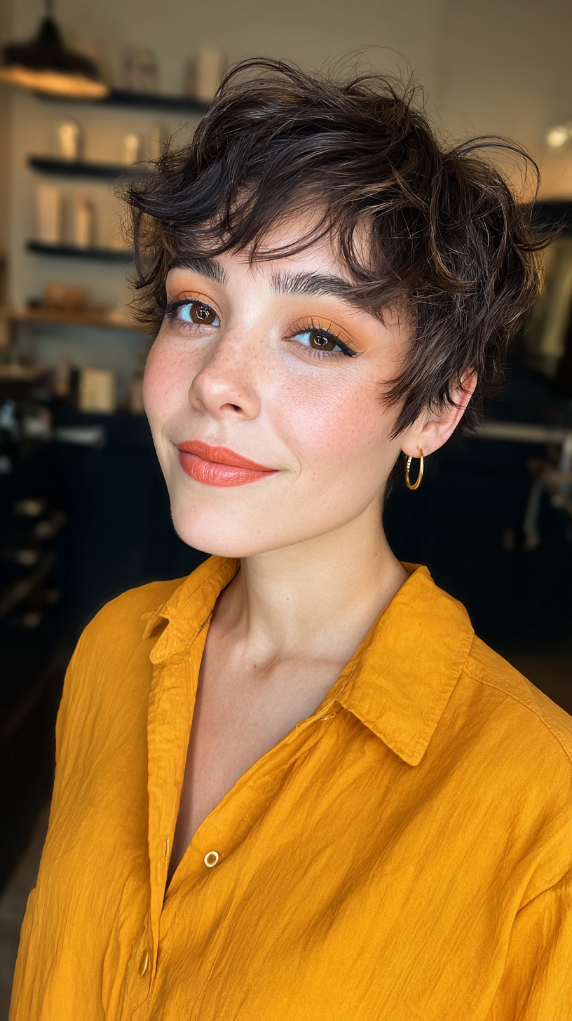 Chic Textured Short Curly Cut with Playful Volume