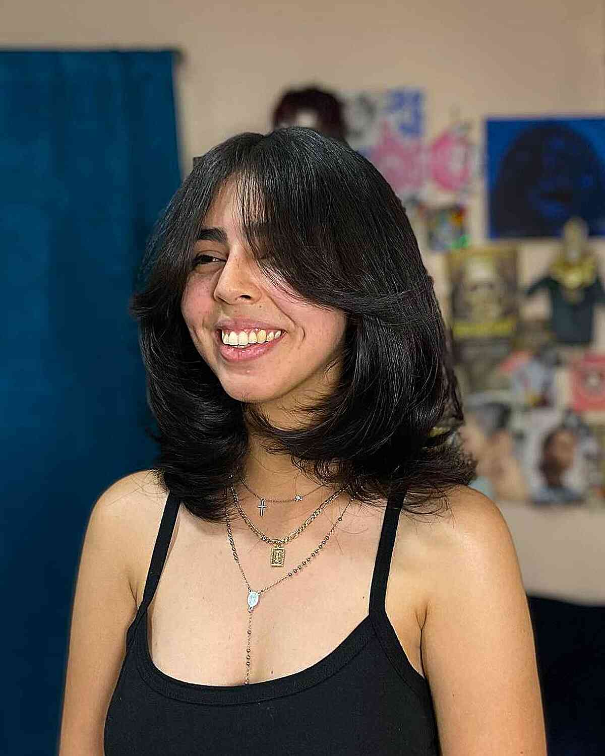 Classic Curtain Bangs with Layered Ends