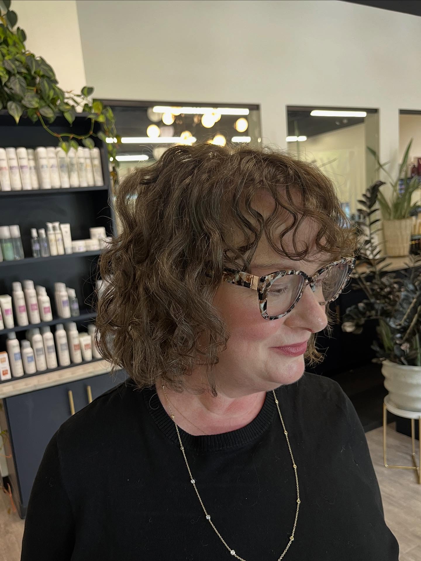 Curly Bronze Bob with Natural Volume