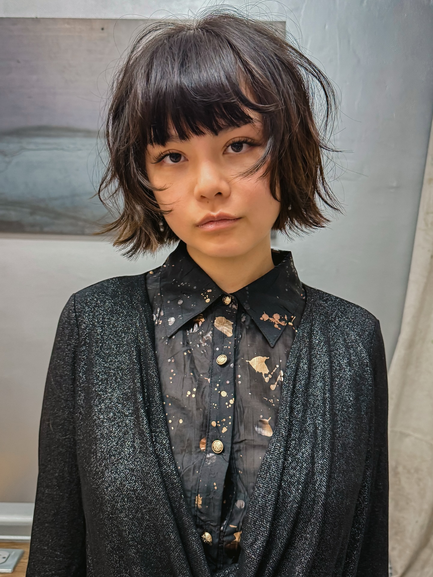 Ebony Textured Bob with Ultra-Short Fringe