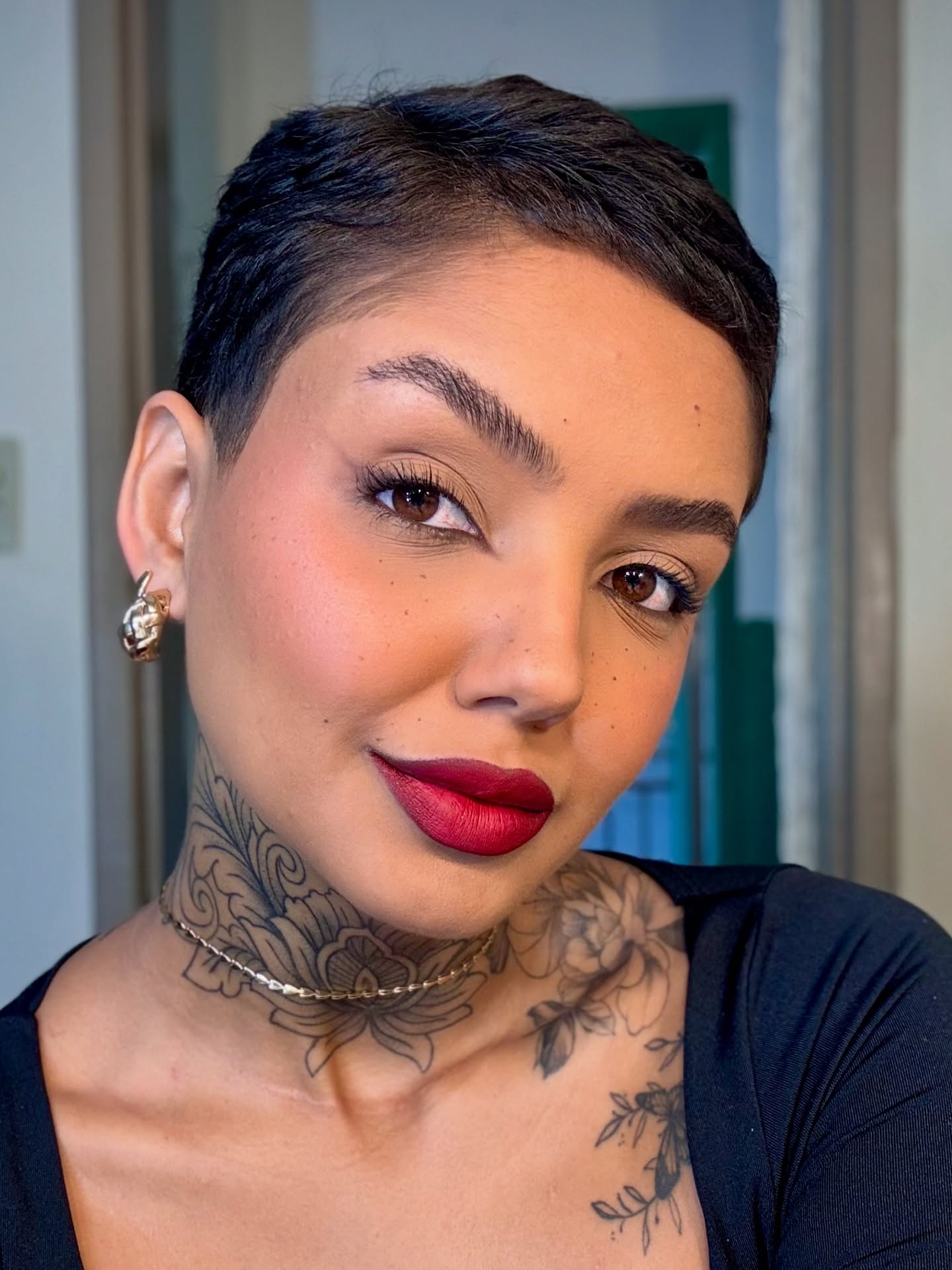 Edgy Brushed-Forward Pixie Cut