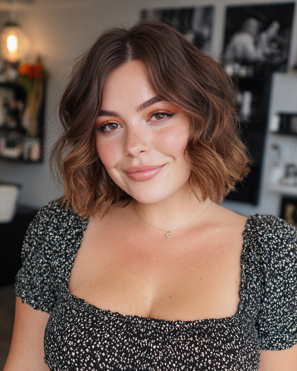 Effortlessly Chic Textured Bob with Loose Waves