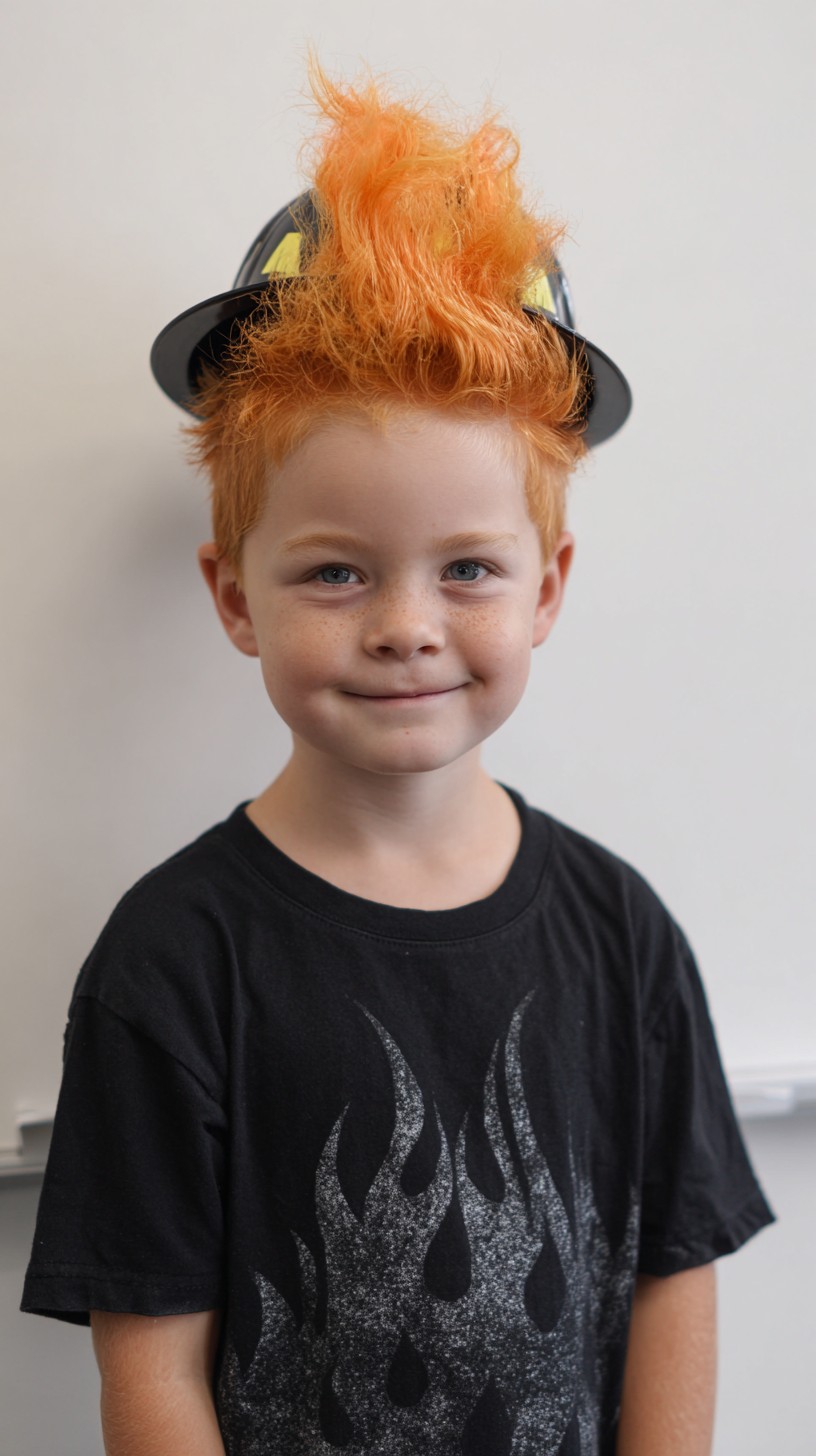 Energetic Fiery Orange Fauxhawk for Boys