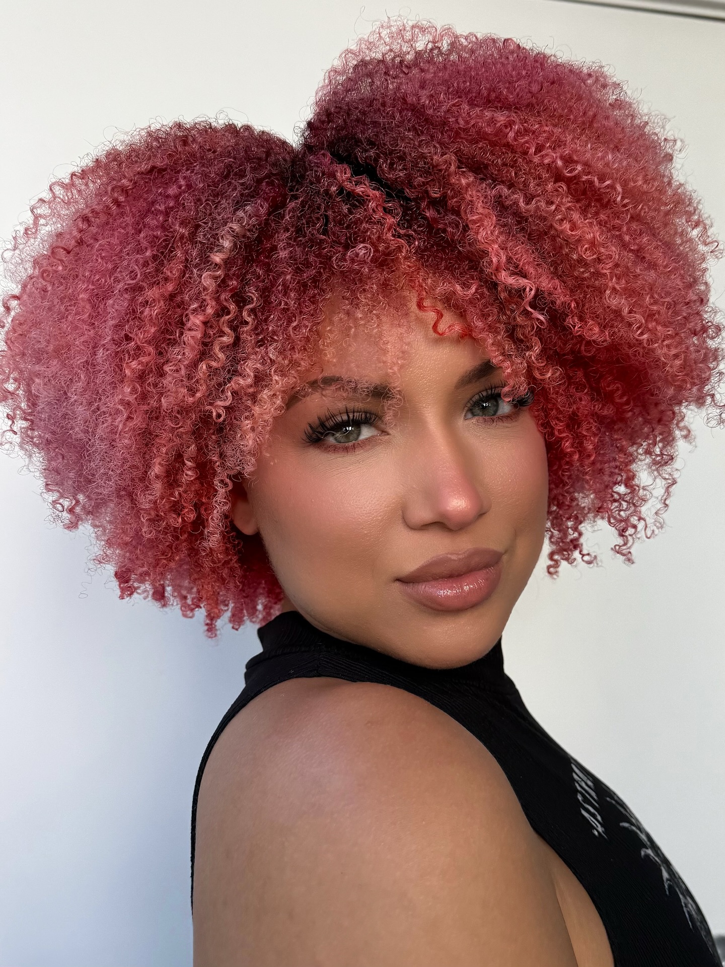 Fiery Red Gradient Afro with Soft Undercut