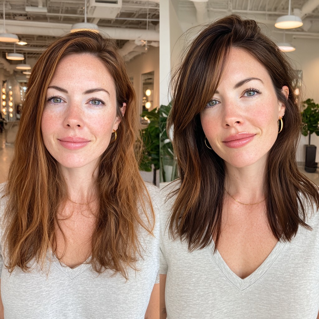 Flowing Caramel Transition with Soft Fringing