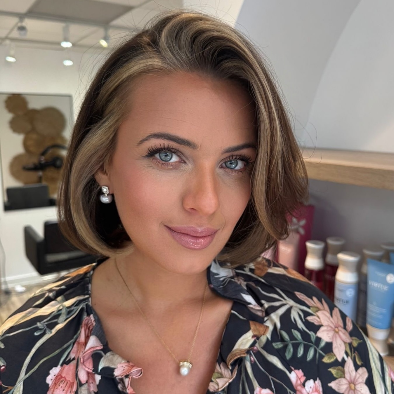 Glossy Chestnut Side-Swept Bob