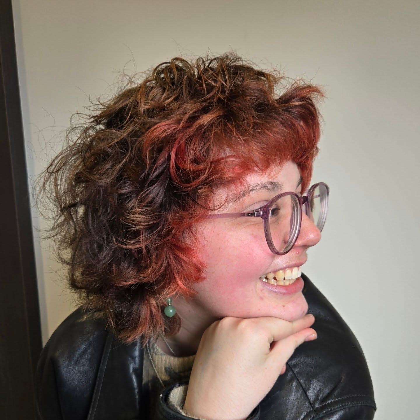 Lively Red and Chestnut Mullet with Voluminous Waves