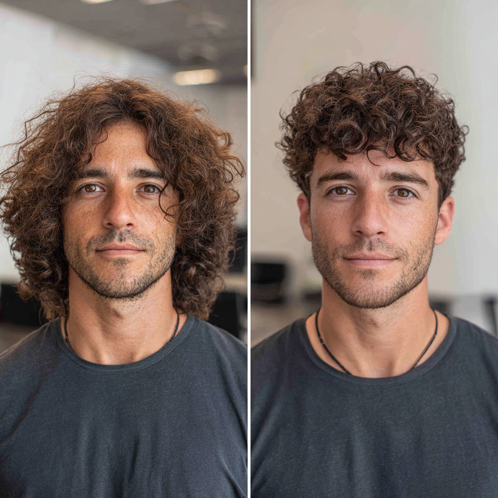 Modern Transformation: From Casual Long Curls to Defined Curly Crop