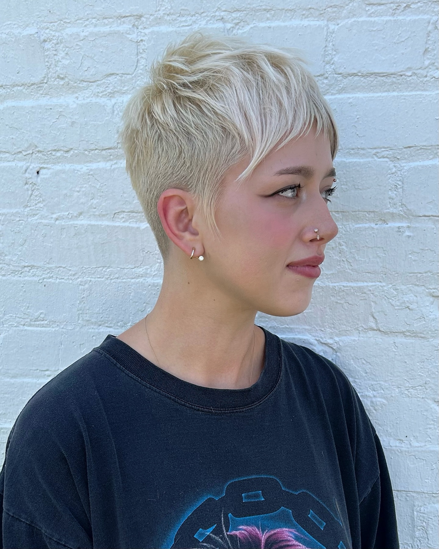 Platinum Blonde Textured Pixie with Soft Undercut
