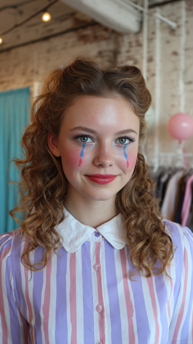 Playful Curly Half-Up Hairstyle with Whimsical Volume