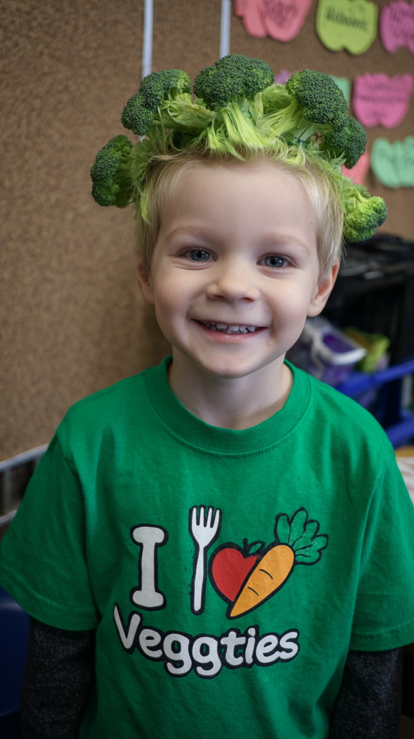 Playful Green Top with Broccoli Accents for Boys