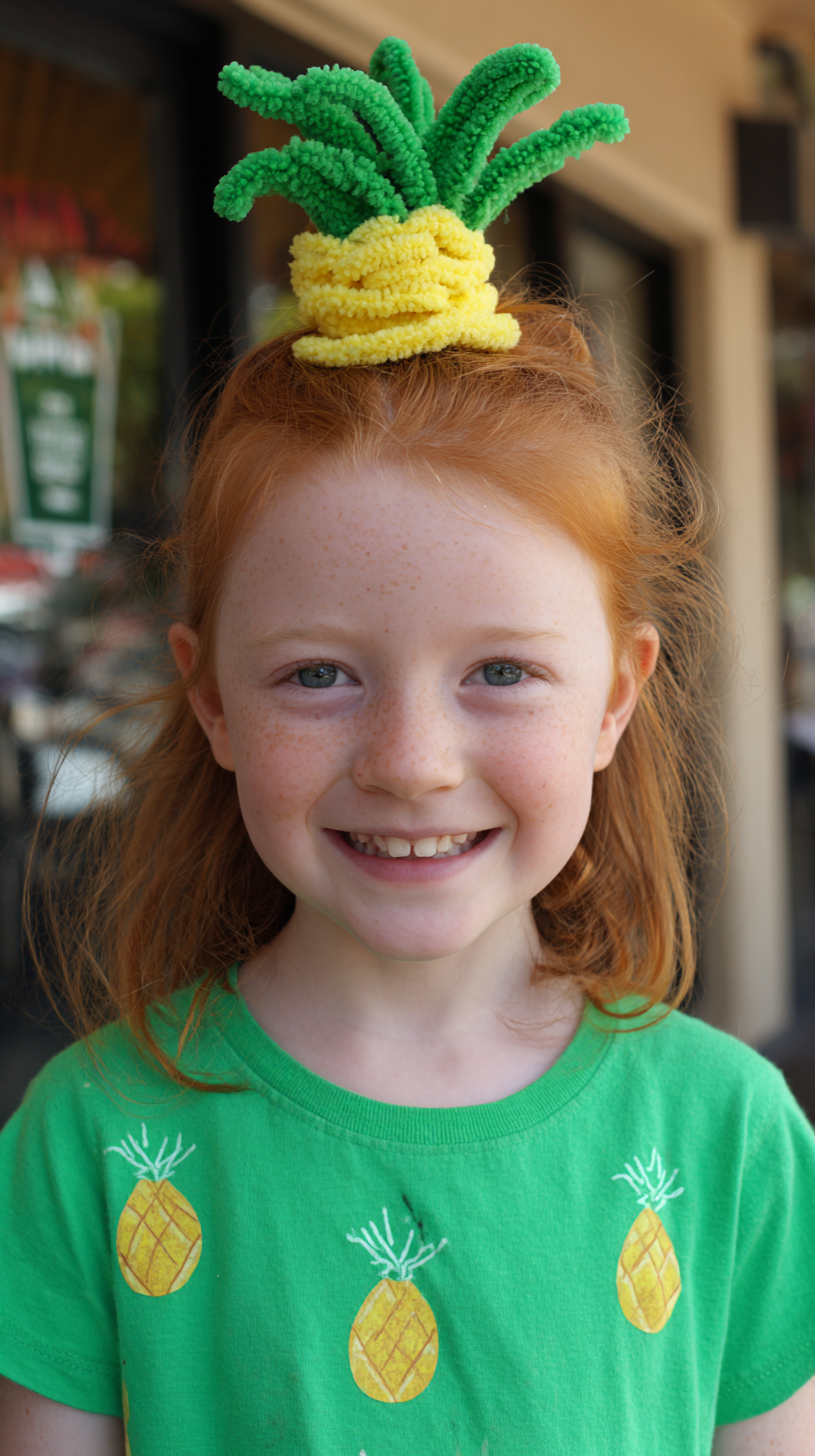 Playful Pineapple-Inspired Top Knot with Freestyle Tendrils