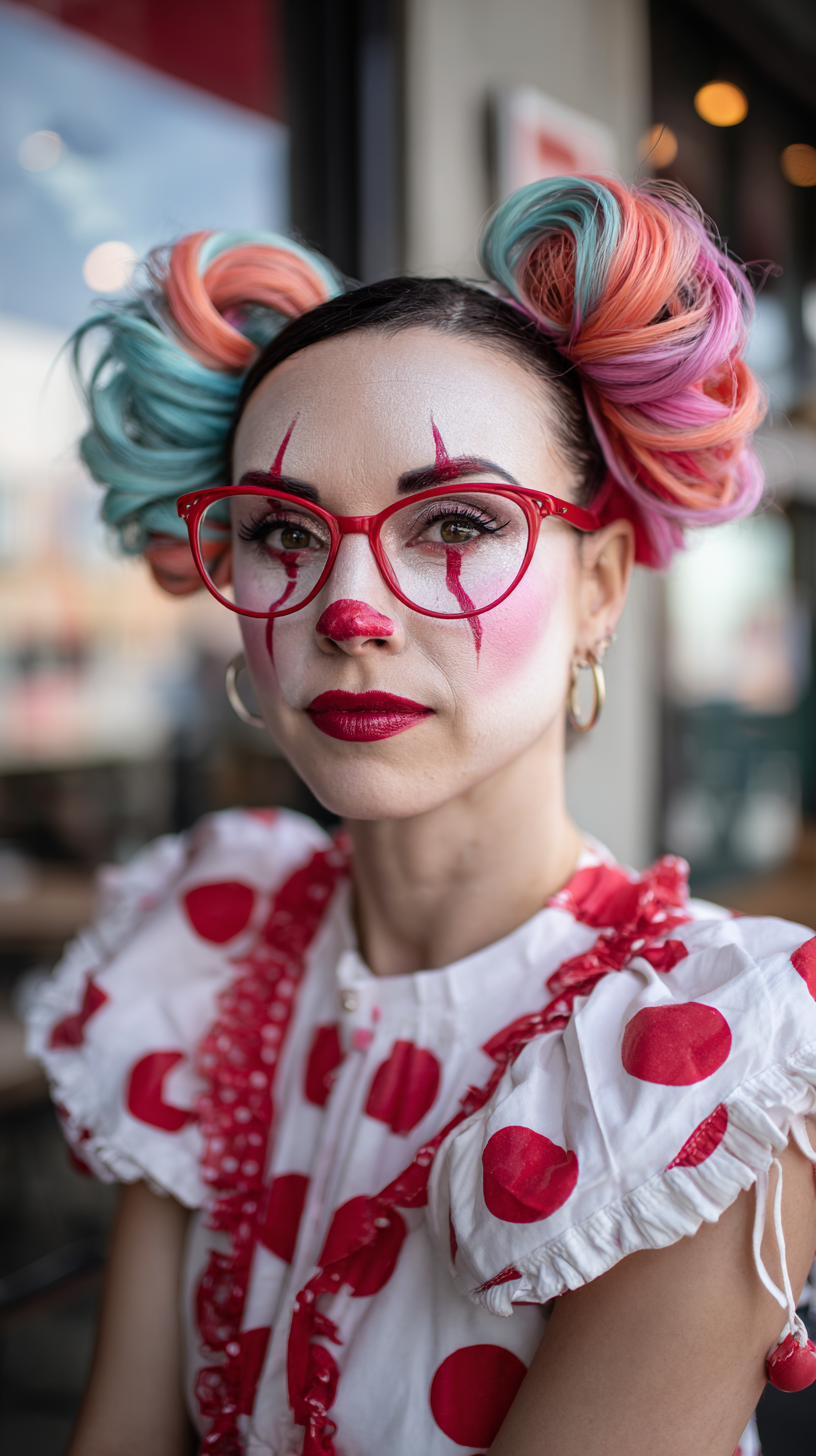 Playful Twisted Buns with Vibrant Color Accents