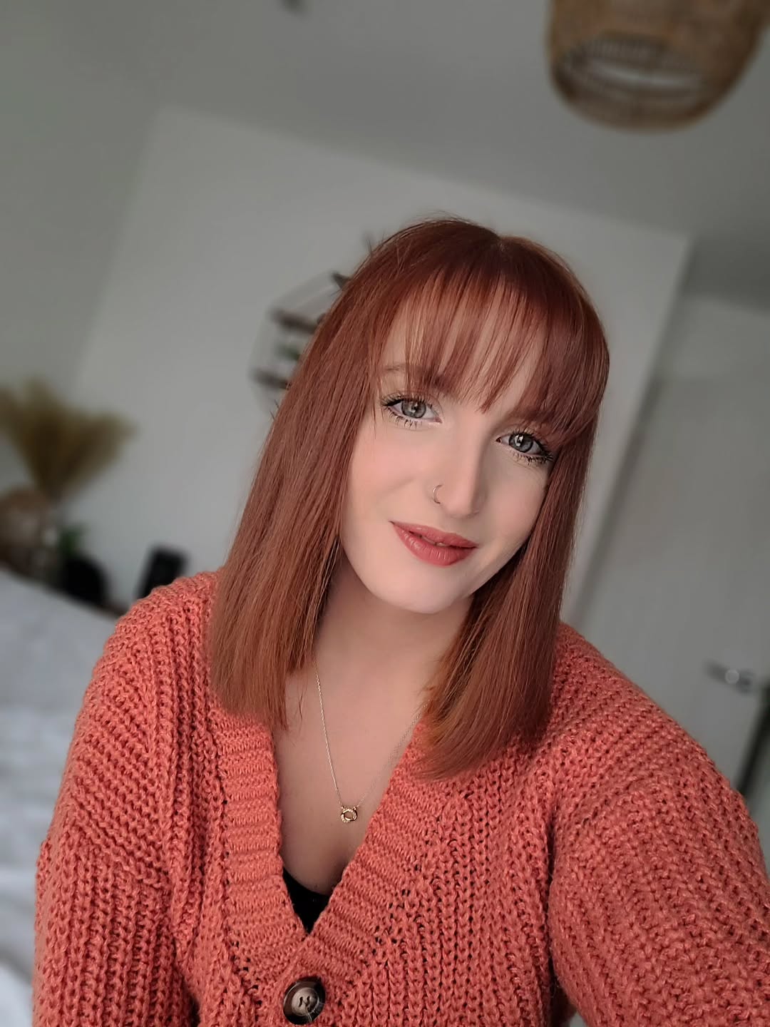 Rich Auburn Straight Cut with Full Fringe