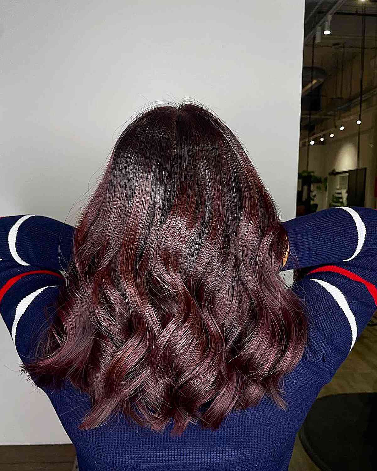 Rich Burgundy Waves with Textured Layers