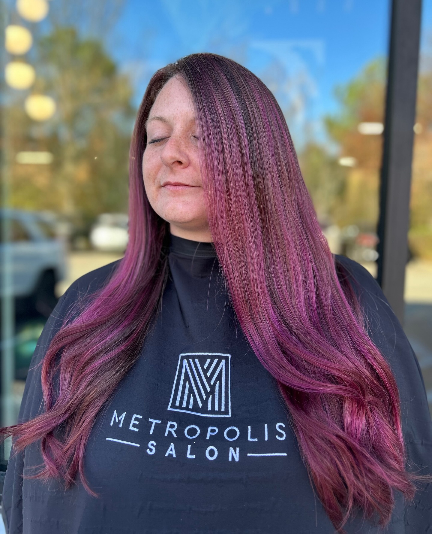 Rich Magenta Long Layers with Subtle Waves
