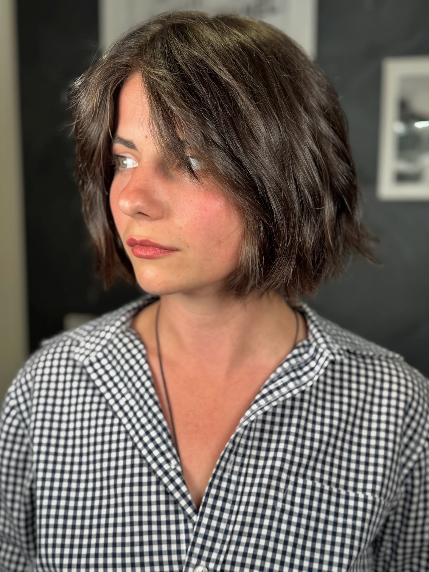 Silky Chocolate Layered Bob with Natural Flow