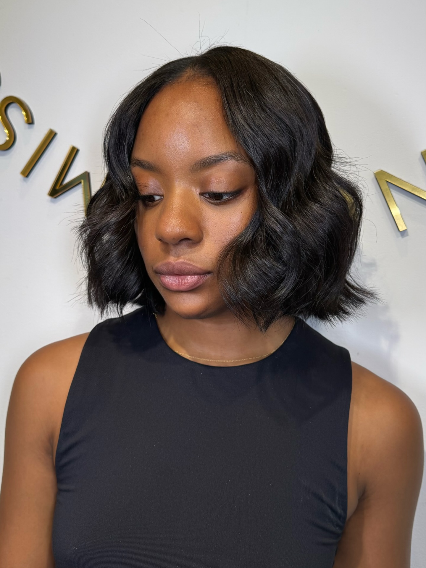 Textured Chin-Length Bob with Voluminous Waves
