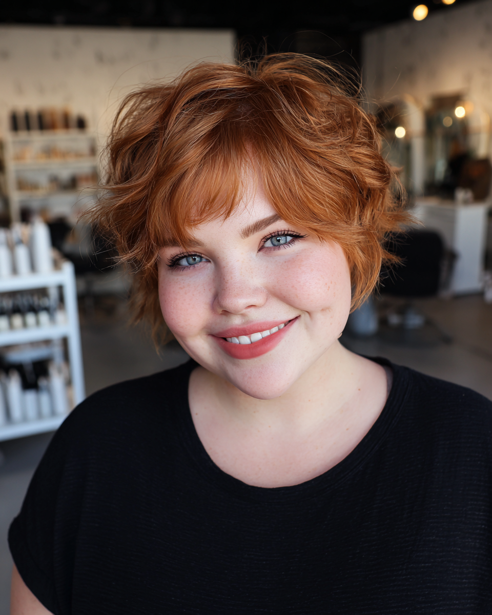 Textured Copper Bob with Soft Fringe