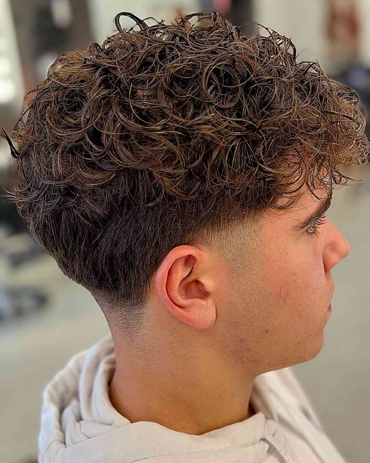 Textured Curly Crop with Faded Sides