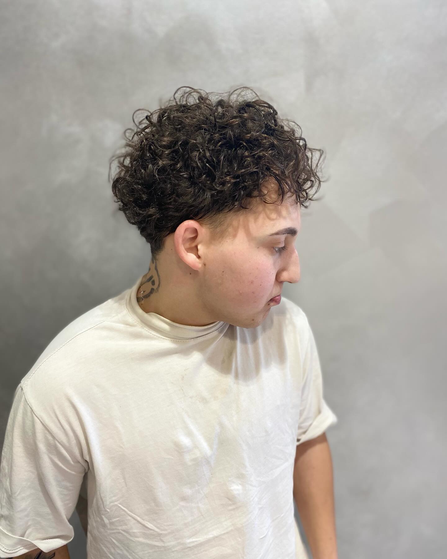 Textured Curly Top with Tapered Sides
