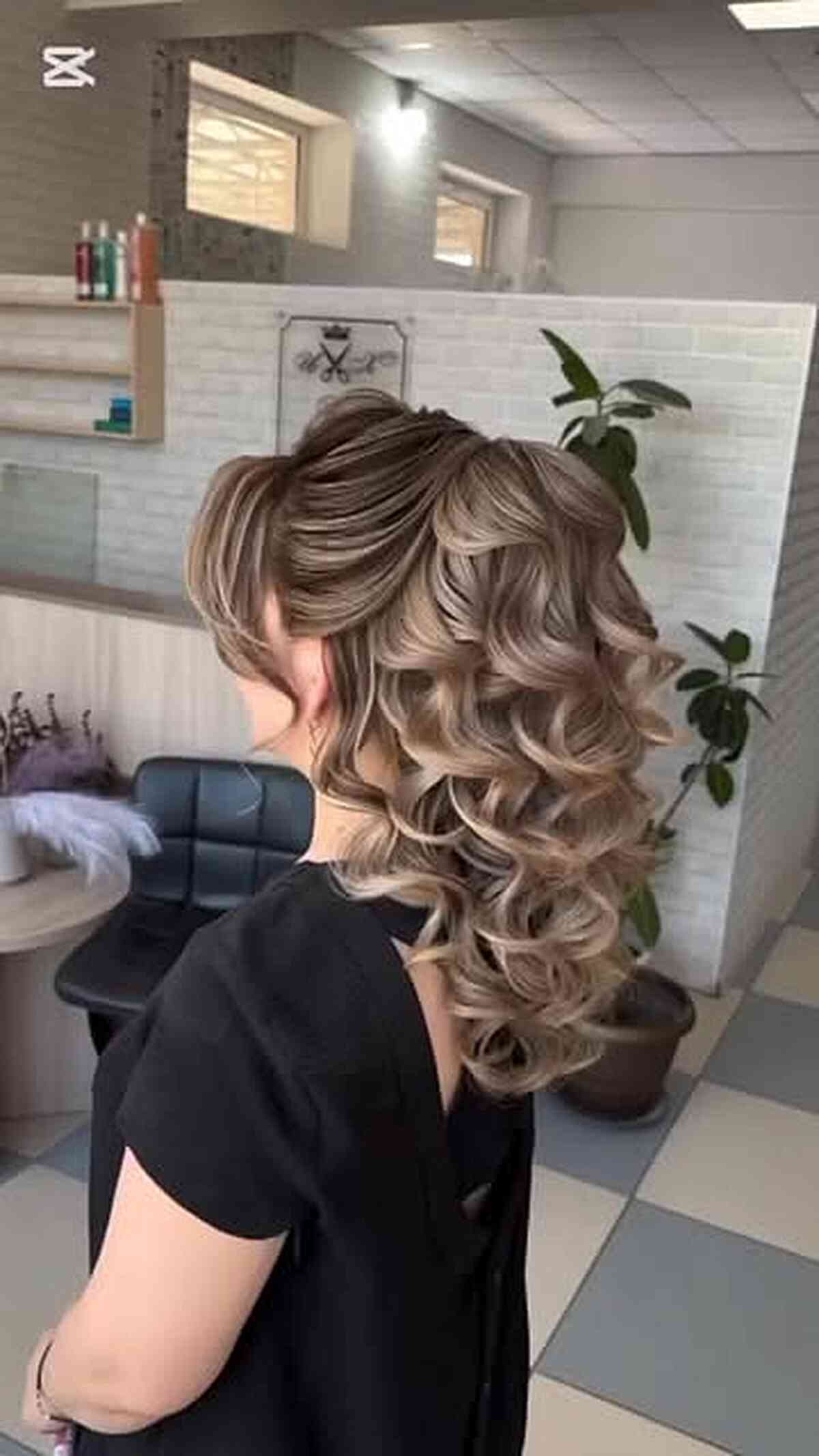 Textured Half Up Half Down Style with Soft Curls