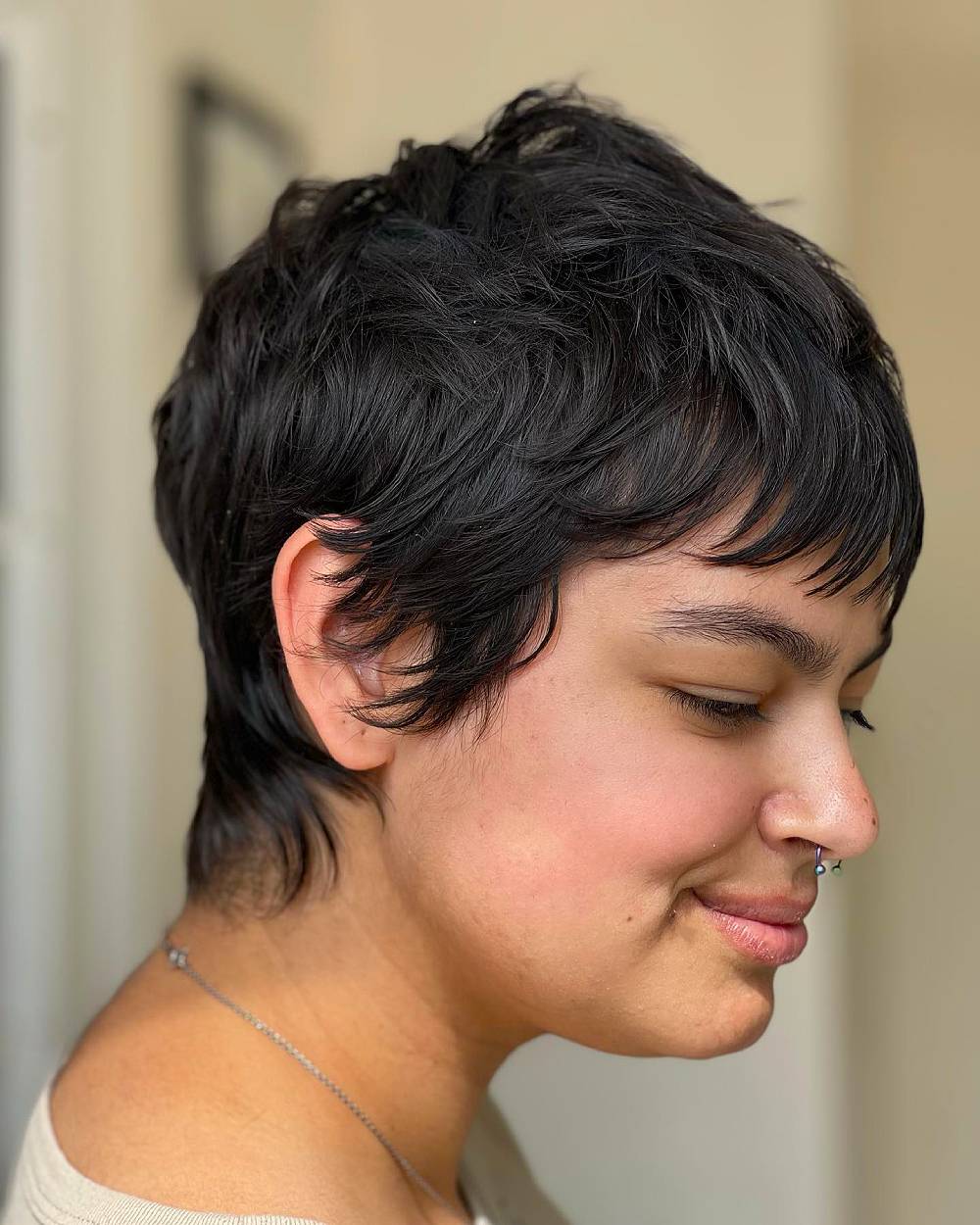 Textured Short Crop with Playful Fringe